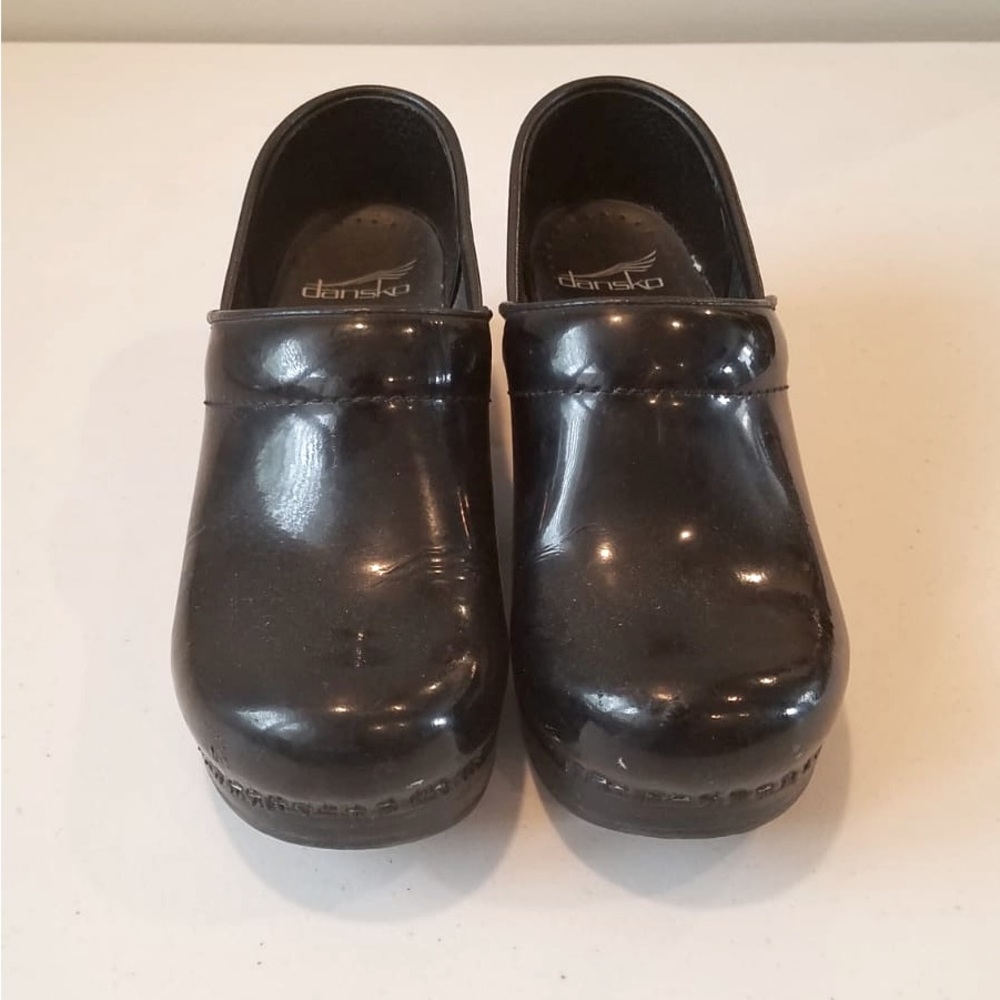 Black Patent Leather Dansko Clogs, size: 35